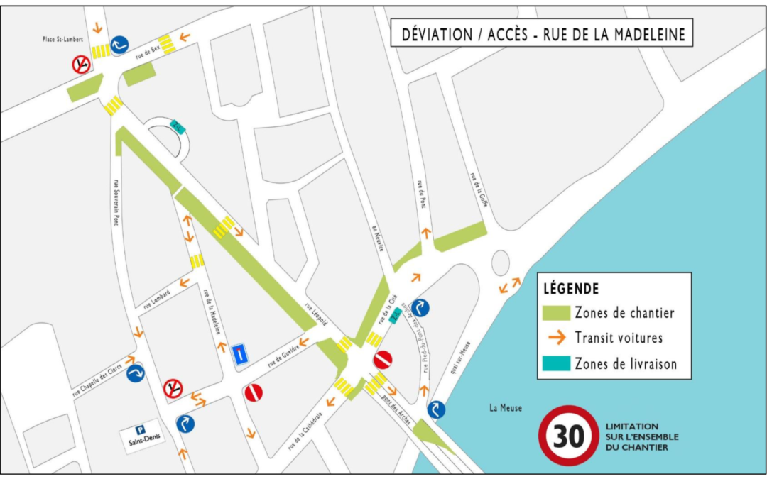 Report des travaux du tram rue de la Madeleine et rue de Gueldre à partir de ce lundi 2 mars