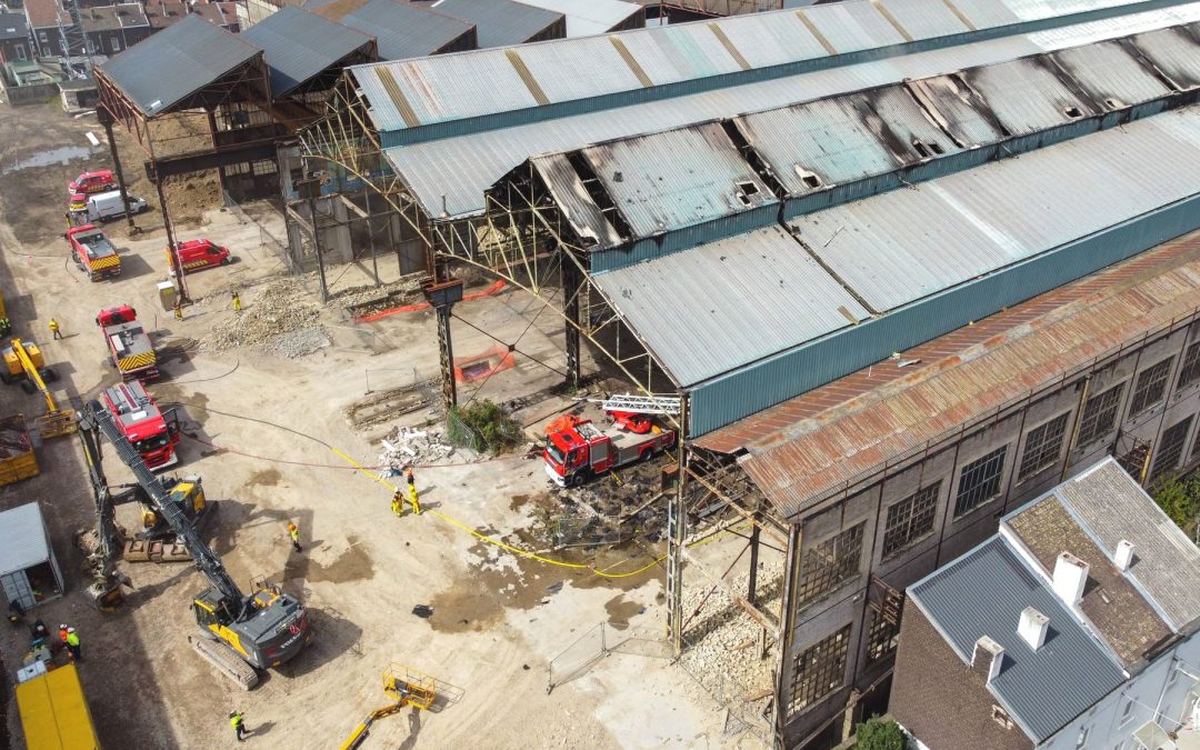 Incendie dans les anciens ateliers d’ArcelorMittal à Ougrée