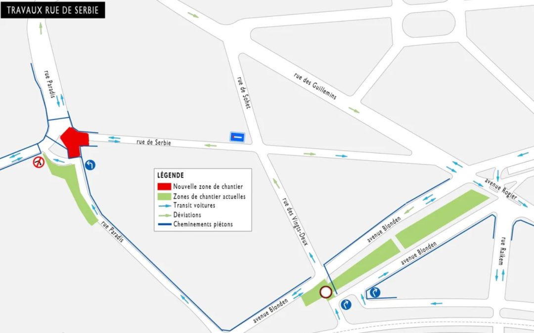 Travaux rue de Serbie: son accès limité