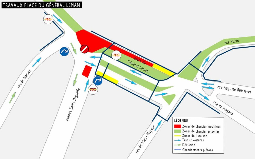 La rue de Namur, mise en sens unique durant l’été, ne permettra plus de quitter la place Général Leman