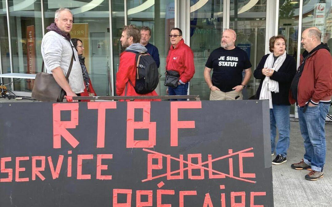 Grève à la RTBF, hier, sur le site Media Rives