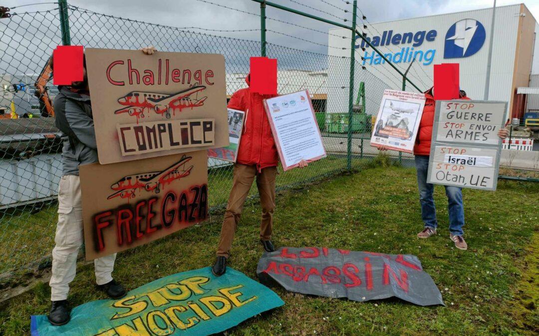 Manifestation devant l’aéroport de Liège contre les livraisons d’armement à Israël