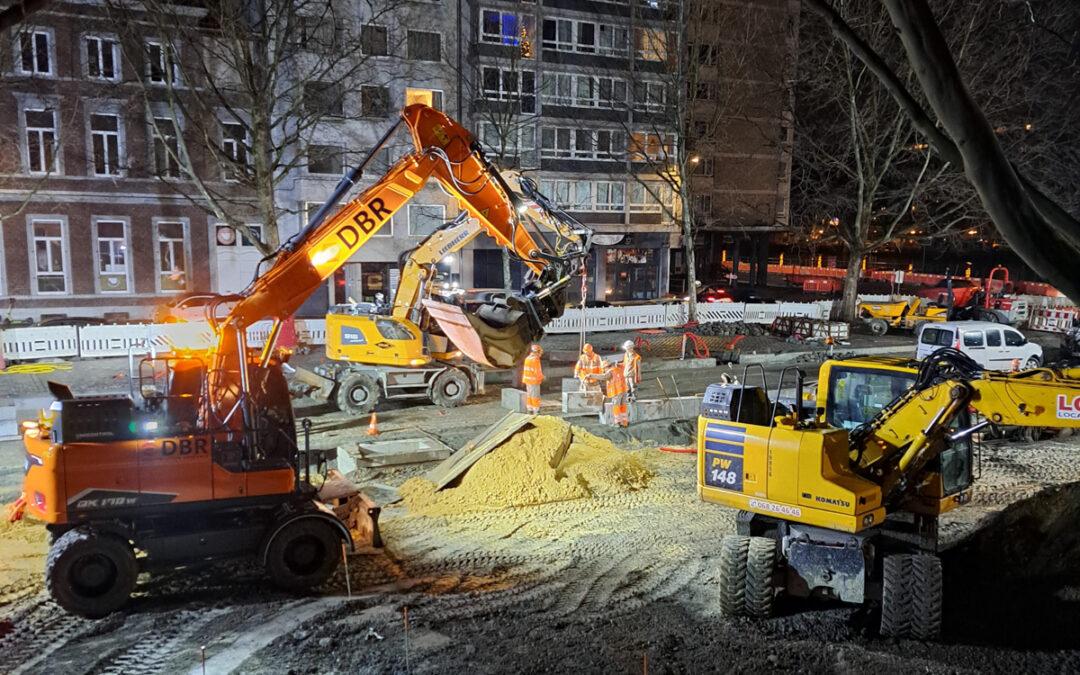 Coup de collier sur le chantier du tram: on travaille le soir, la nuit et même le dimanche