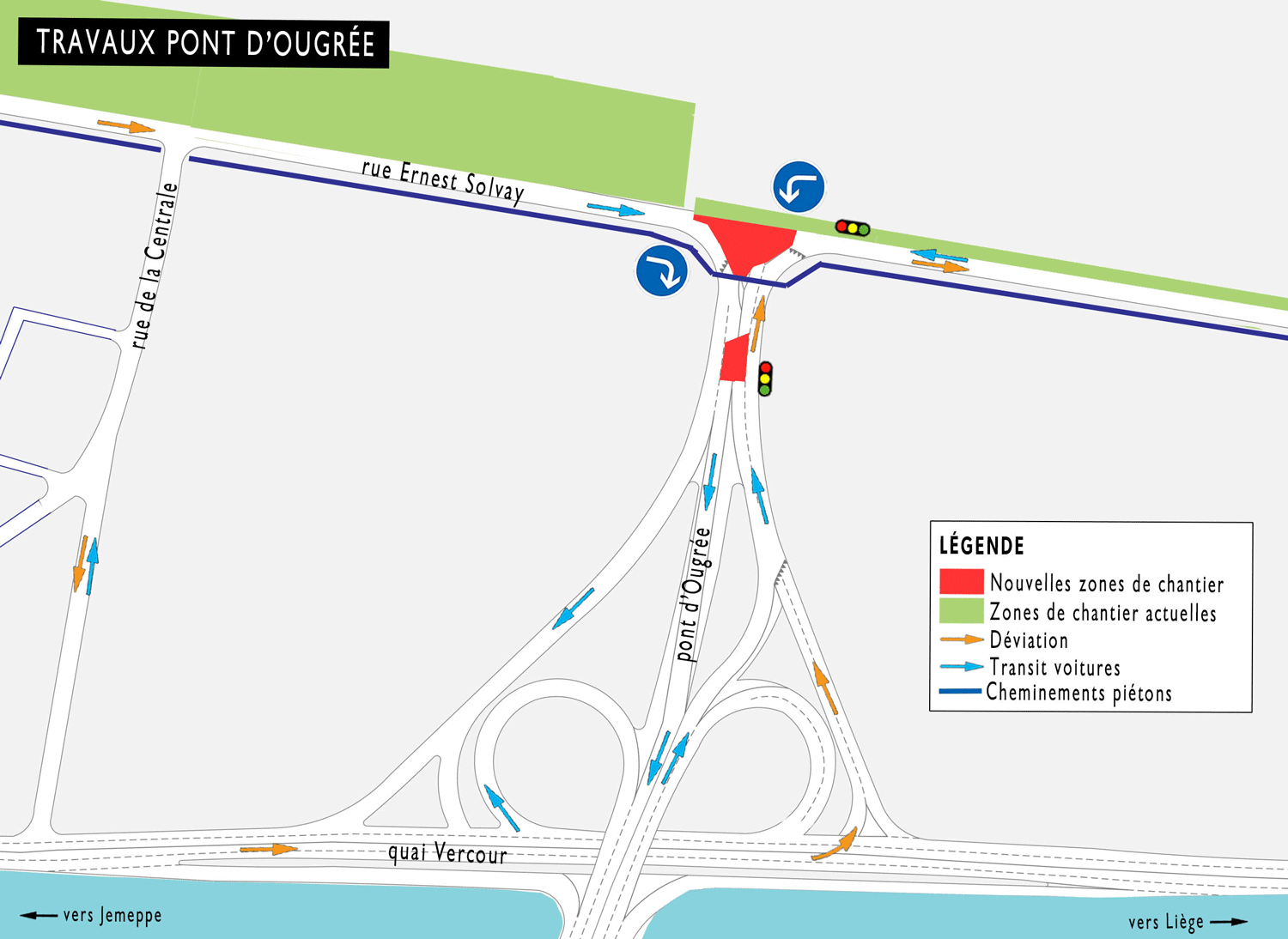 La rampe du pont d’Ourgée en travaux