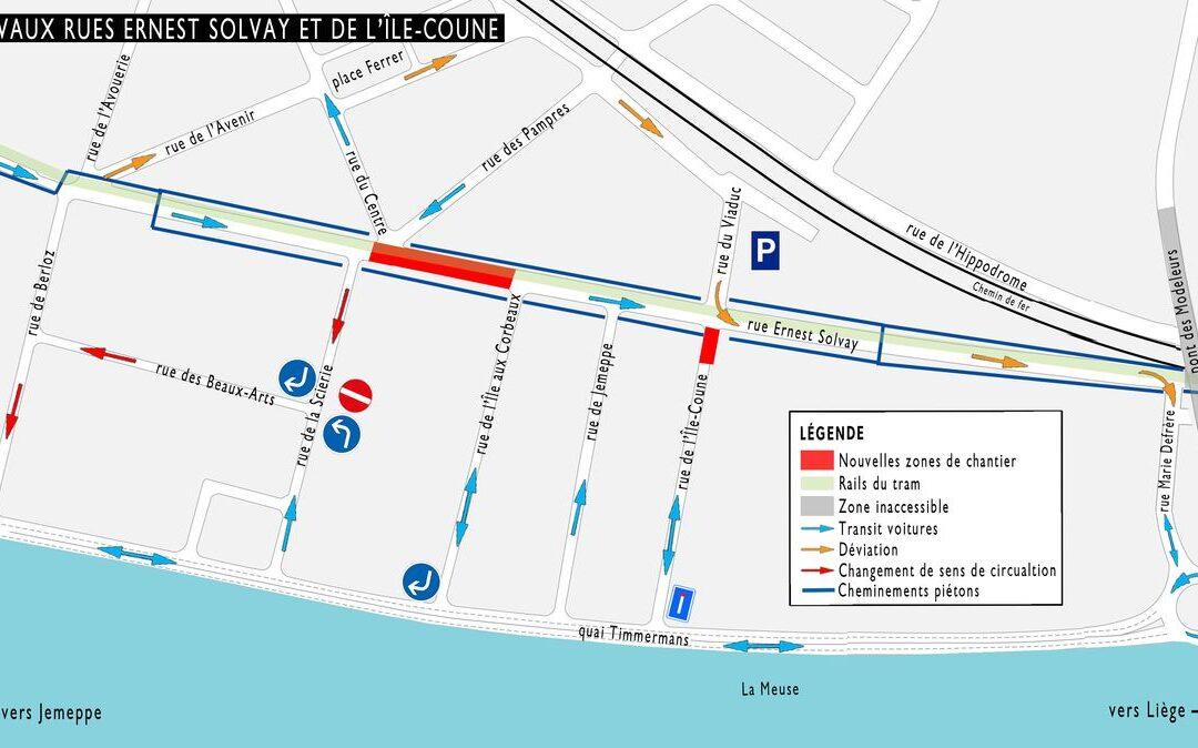 Travaux autour de la rues Ernest Solvay