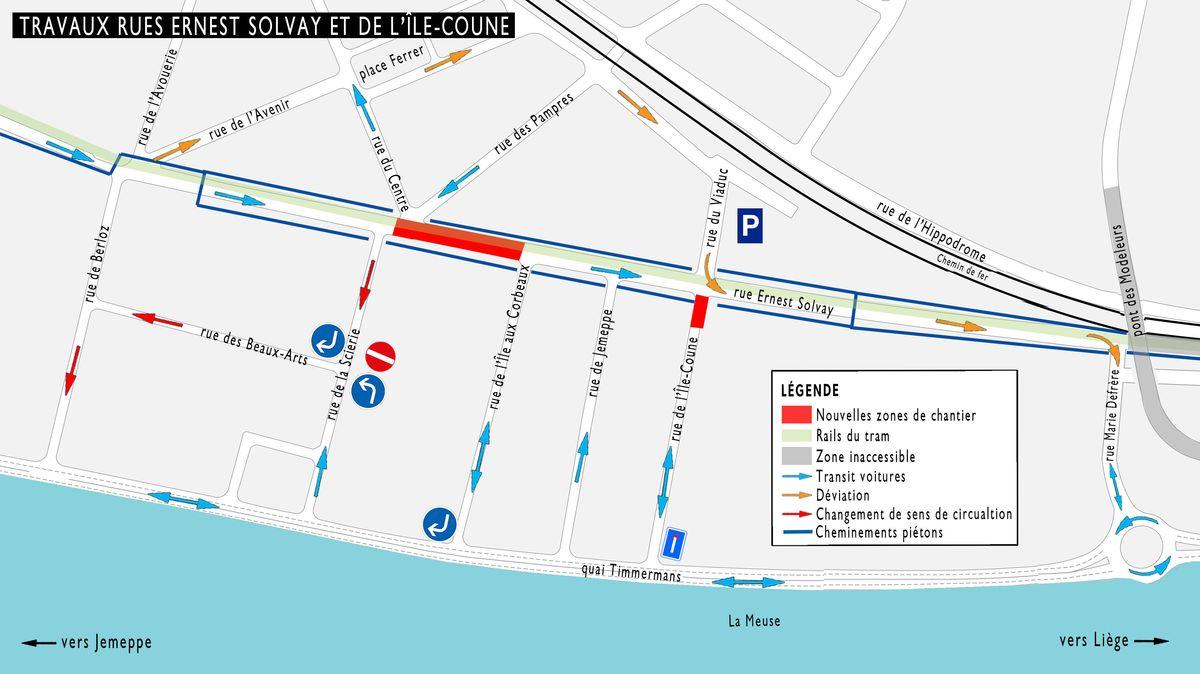 Travaux autour de la rues Ernest Solvay