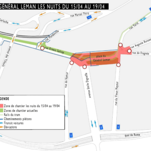 Chantier du tram: la place Leman inacessible la nuit toute cette semaine